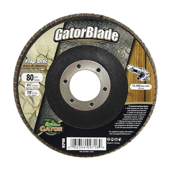 Gator Finishing Gator 4-1/2 in. D X 7/8 in. Zirconia Aluminum Oxide Flap Disc 80 Grit 1 pk 9718 - main